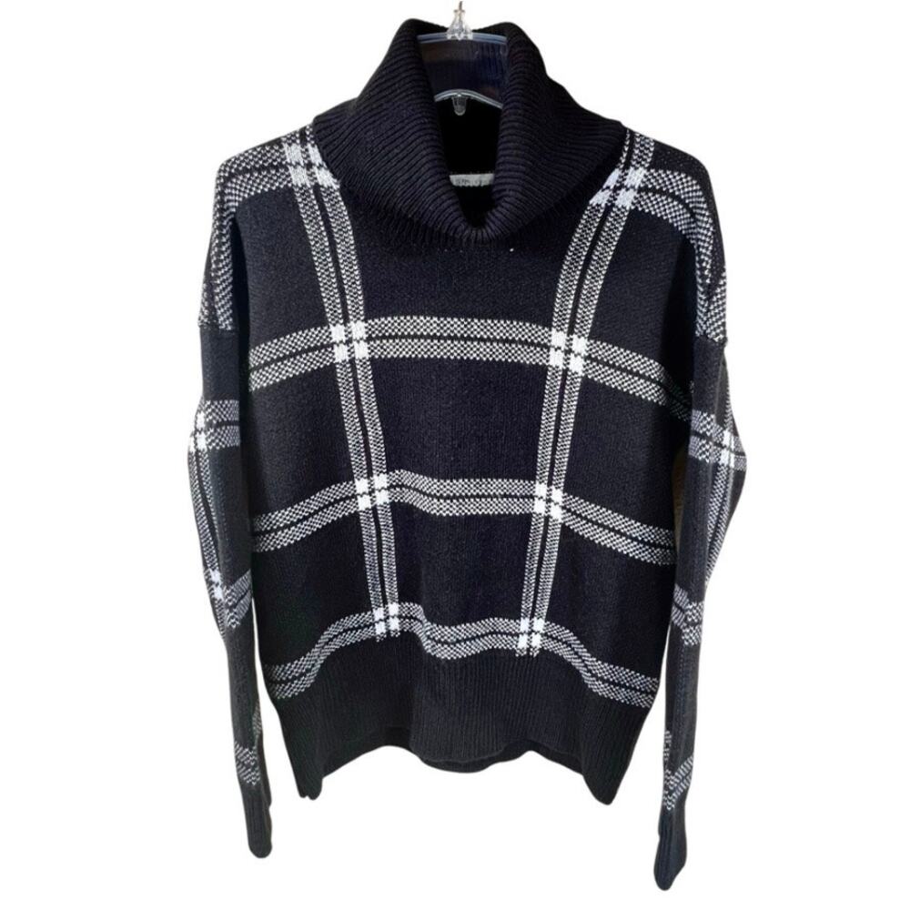 Design History Womens Plaid Sweater Cowl Neck Size M Pullover